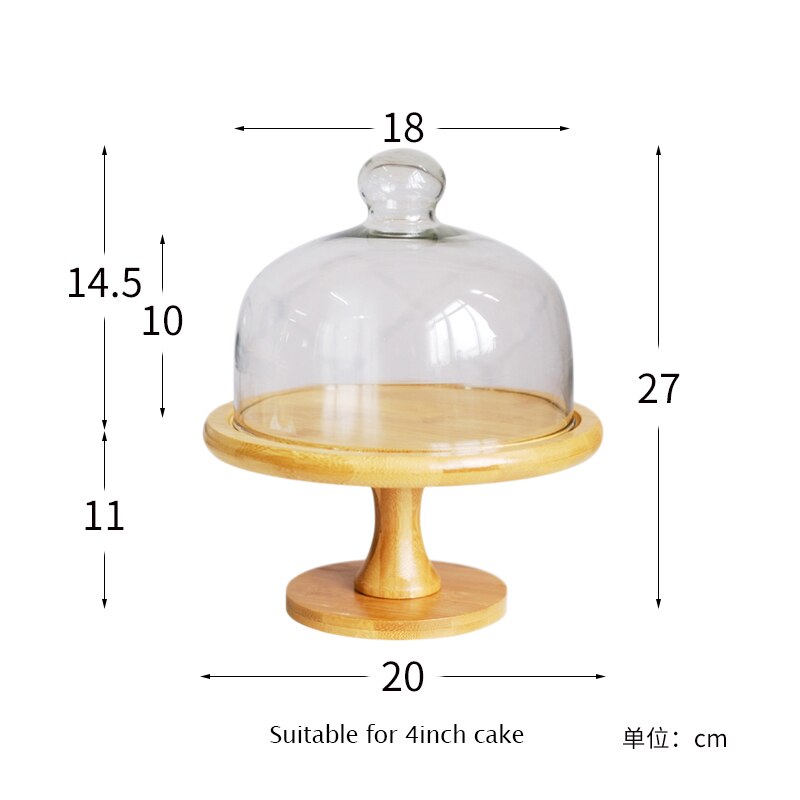 Wood Plateau Dessert Display With Glass Cover