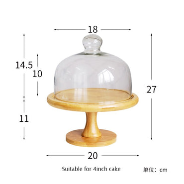 Wood Plateau Dessert Display With Glass Cover