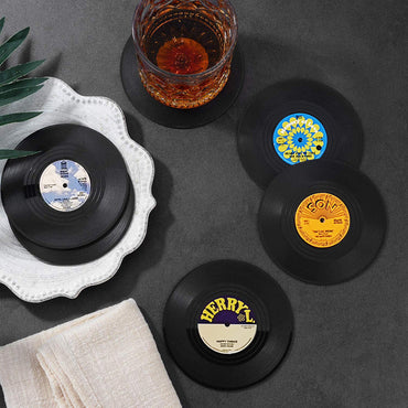 Set of 6 Vinyl Coasters for Drinks