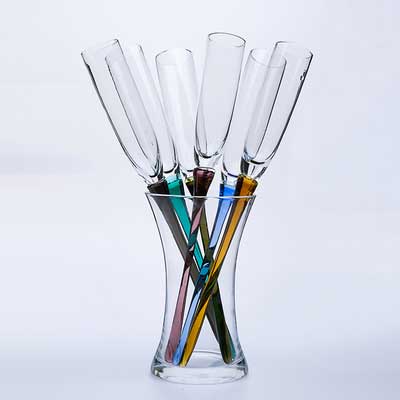 6Pcs Colourful Champagne Flutes