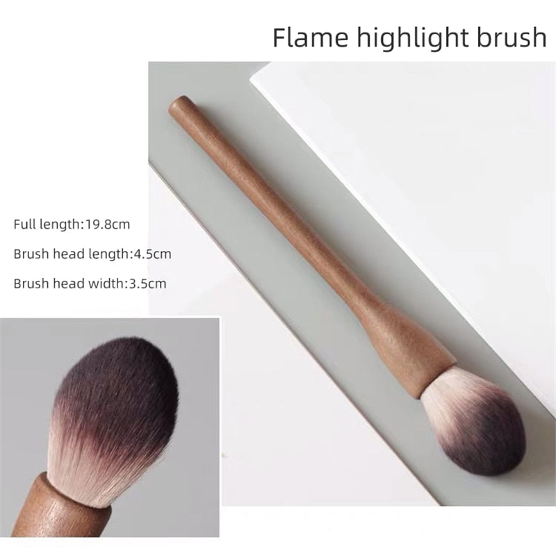 Vintage European Wood Handle Makeup Brush Set