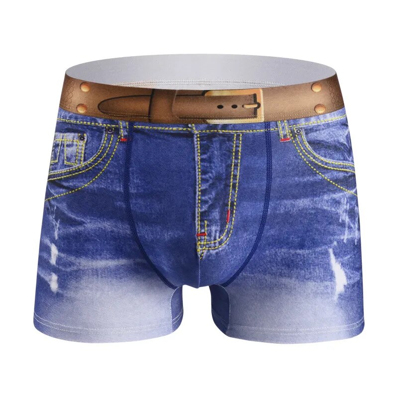 Men 3D Denim Print Boxer Shorts