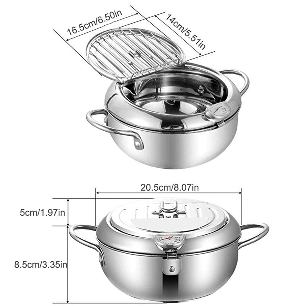 Japanese Deep Fryer With Thermometer and Lid