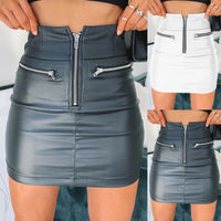 PU Zipper Pencil Mini Skirt