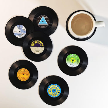 Set of 6 Vinyl Coasters for Drinks