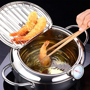 Japanese Deep Fryer With Thermometer and Lid