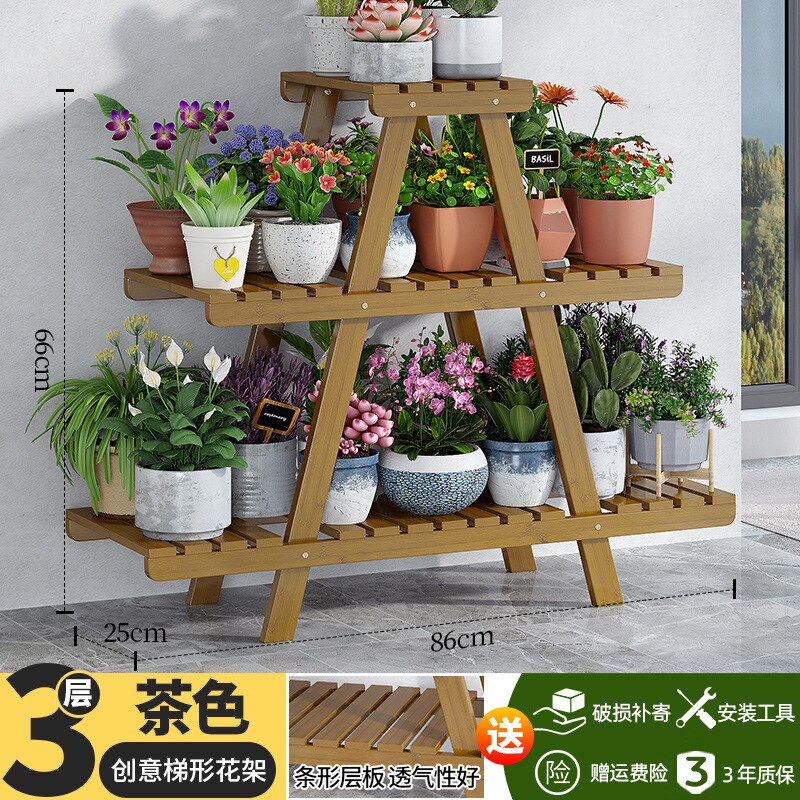 Bamboo Indoor Balcony Flower Rack