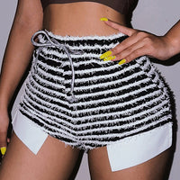 Striped Drawstring High Waist Shorts
