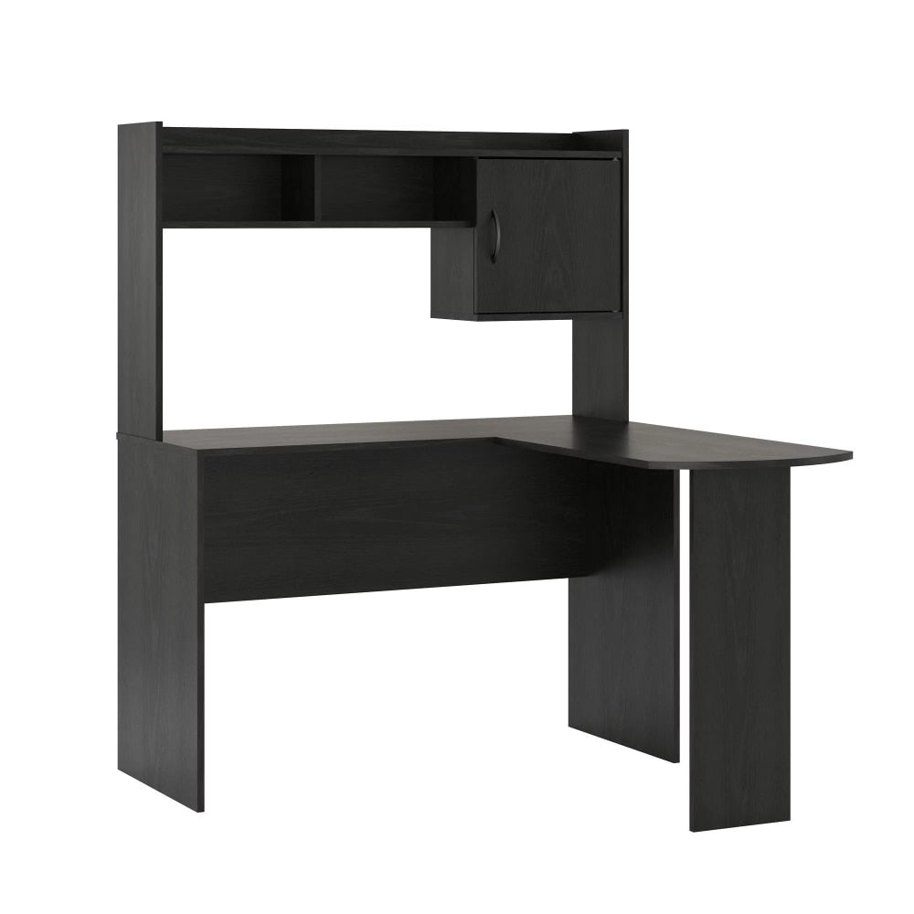 L-Shaped Black Oak Computer Office Table