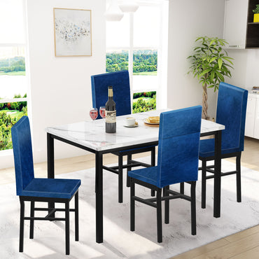 5 Piece Modern Dining Set With Upholstered Chairs