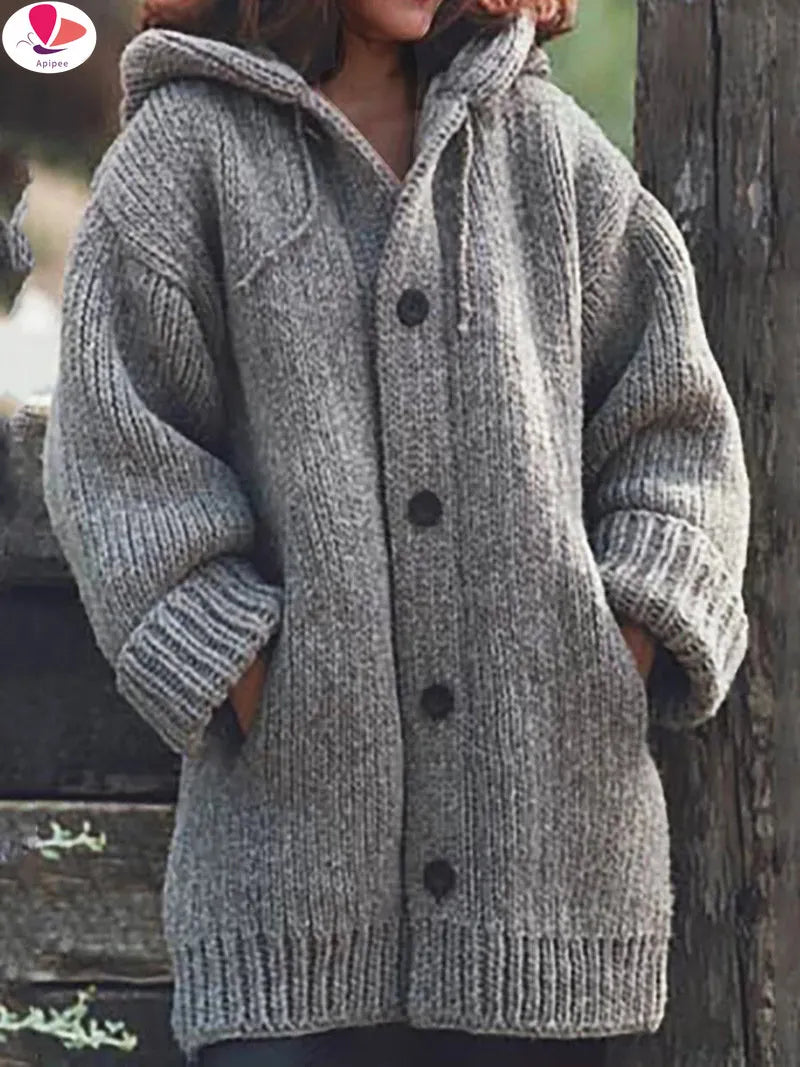 Extra Warm Long Hooded Cardigan