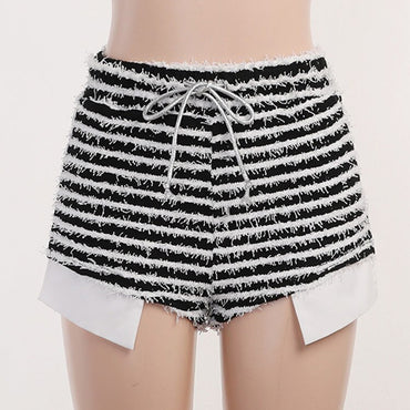 Striped Drawstring High Waist Shorts