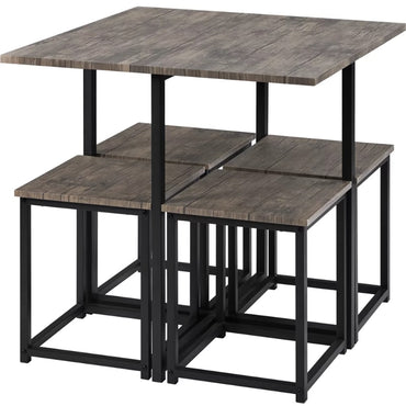 5Pcs Dining Set with Industrial Square Table