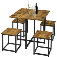 5Pcs Dining Set with Industrial Square Table