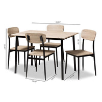 5 Piece Dining Table Set，Metal and Wood