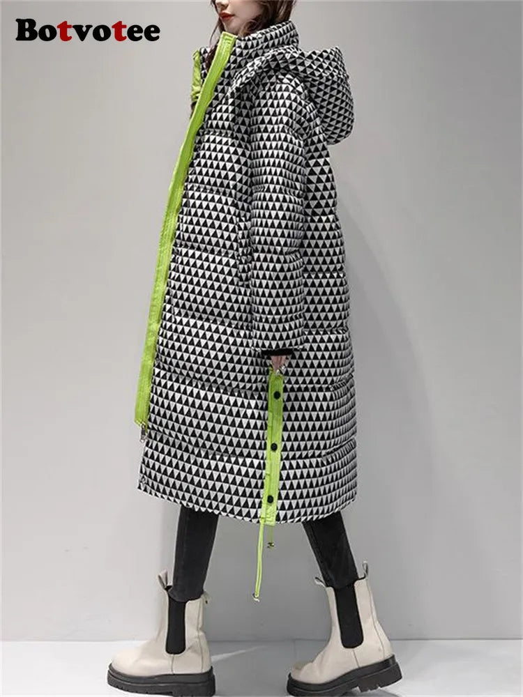 Geometric Ladies Winter Down Coat