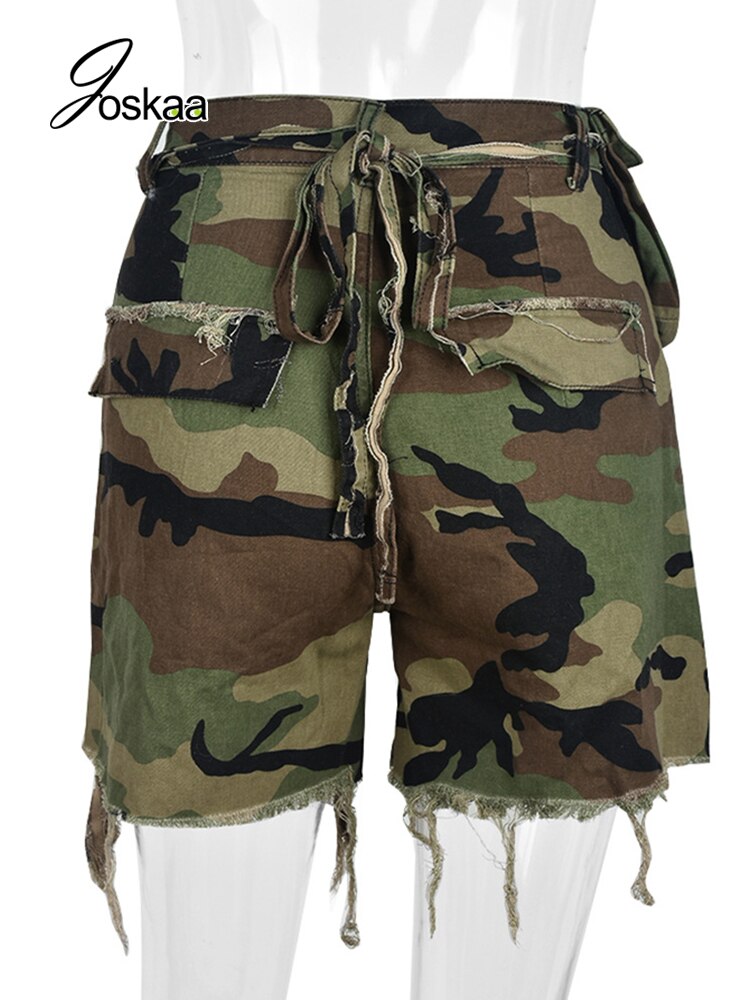 Camouflage Ripped Combat Shorts