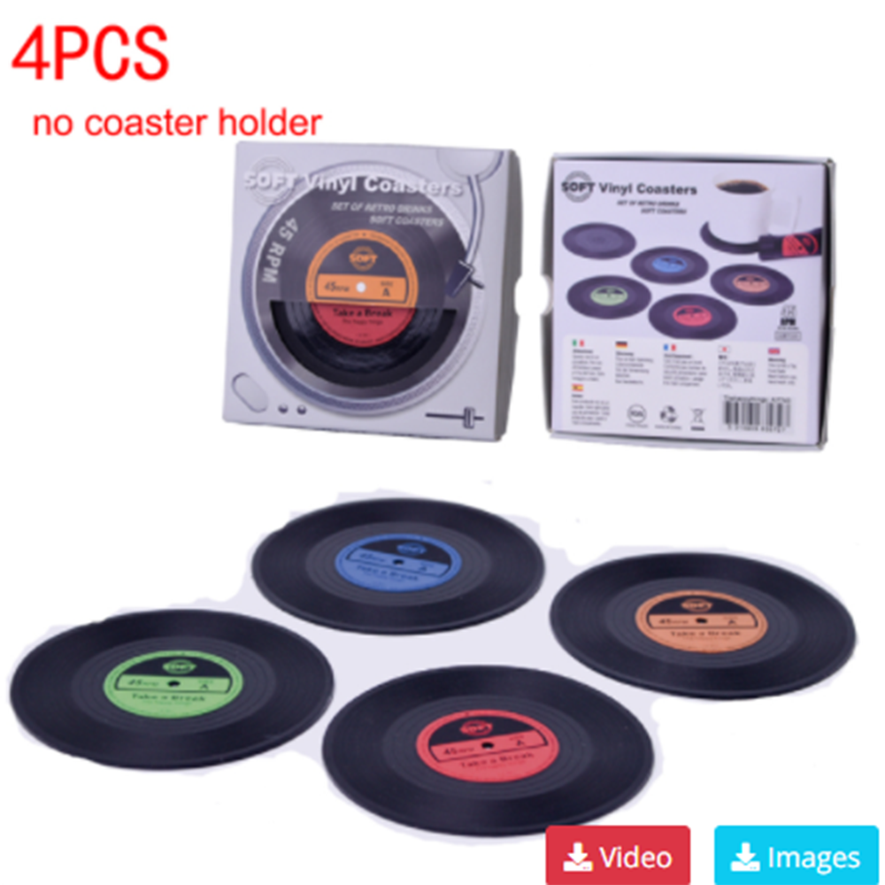 Set of 6 Vinyl Coasters for Drinks