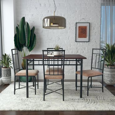 Traditional 5-Piece Wood Metal Dining Set