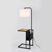Modern Matte Black Floor Lamp with Magazine Rack
