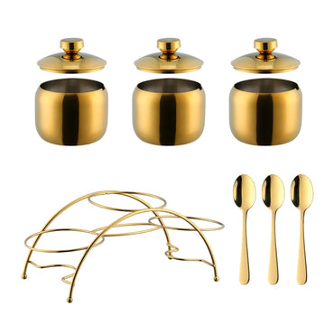 Stainless Steel Gold Condiment Pot Set