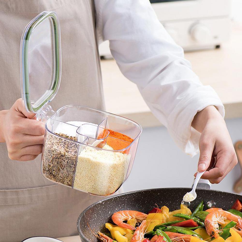 Transparent 4 Compartment Seasoning Container