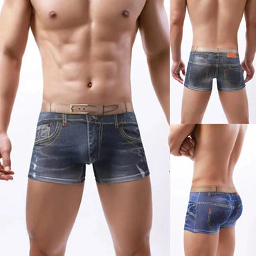 Men 3D Denim Print Boxer Shorts