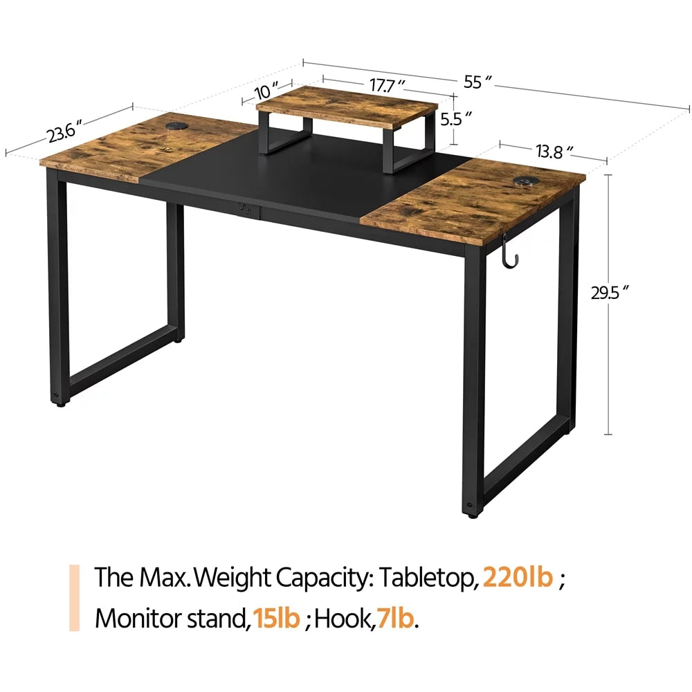 Industrial Computer Desk with Monitor Stand