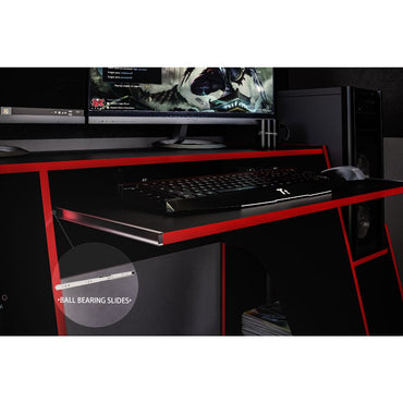 Red Finish Gaming Desk with Keyboard Tray