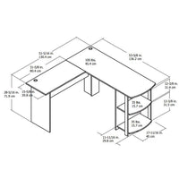 Espresso L Desk with Bookshelves
