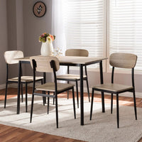 5 Piece Dining Table Set，Metal and Wood