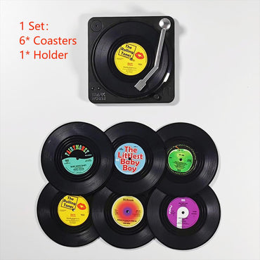 Set of 6 Vinyl Coasters for Drinks