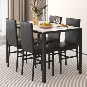 5 Piece Modern Dining Set With Upholstered Chairs