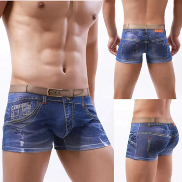 Men 3D Denim Print Boxer Shorts