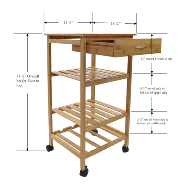 Multi Shelf Kitchen Trolley with Wine Rack