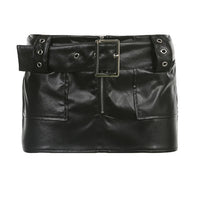 Sexy Slim Pu Leather Skirt With Sashes