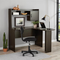 L-Shaped Black Oak Computer Office Table