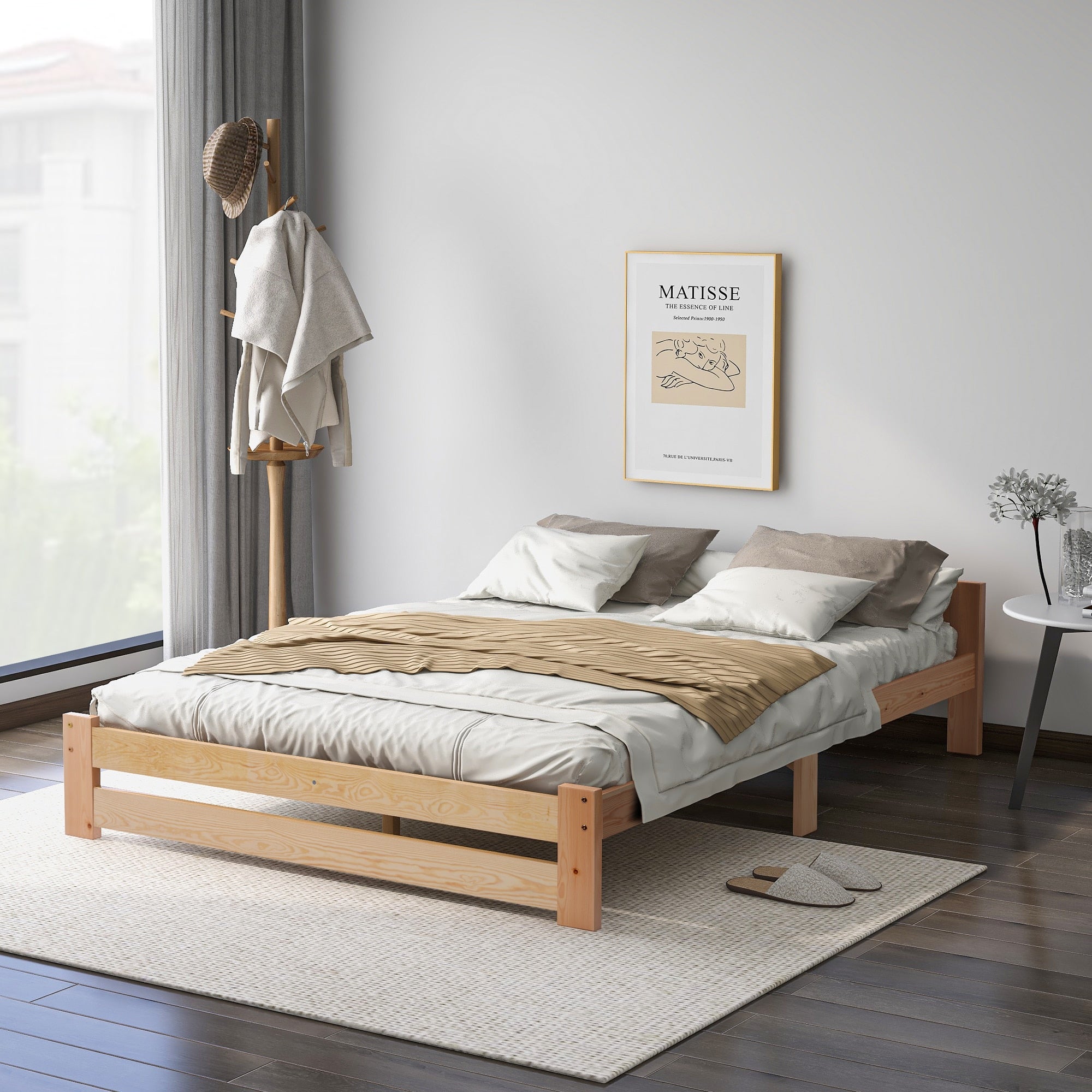 140x200cm Natural Solid Wood Bed