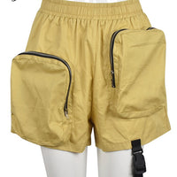 Casual Elastic Waist Zipper Shorts