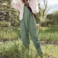 Sleeveless Wide Leg Romper With Pockets