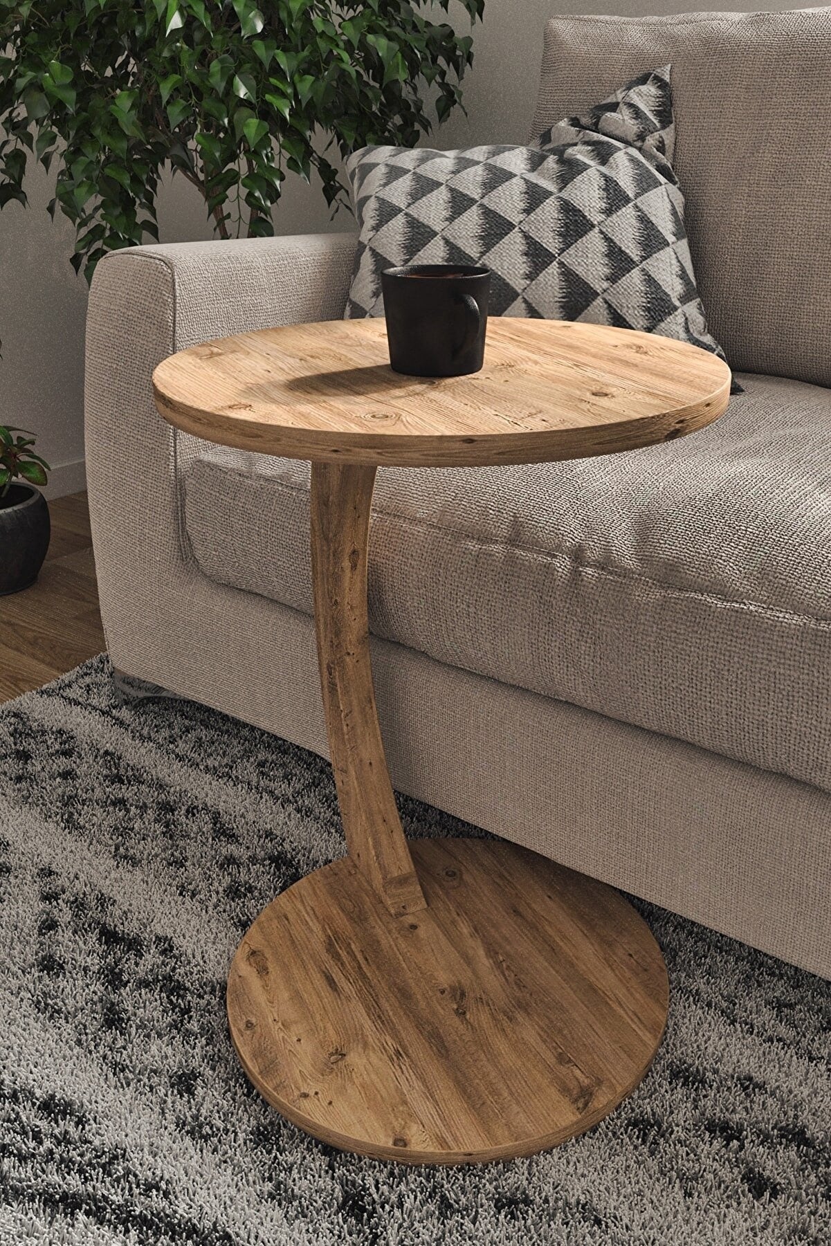 C Shaped Wooden Nesting Table