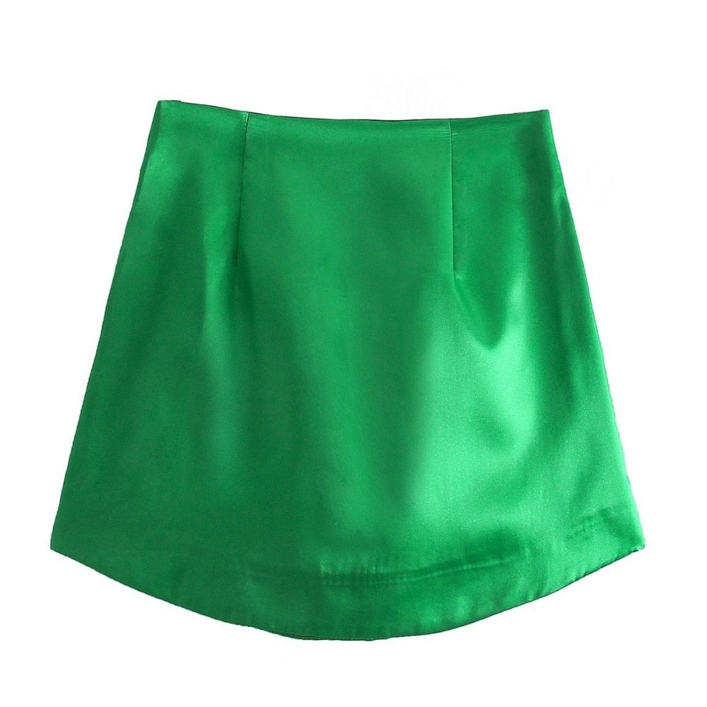 Slim Chic Satin Mini Skirt