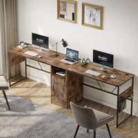 60 Inches L Shaped Rustic Desk with Storage Cabinet