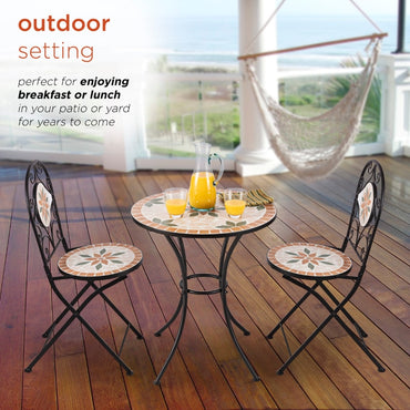 Mosaic 3-Piece Outdoor Patio Bistro Set, Tan