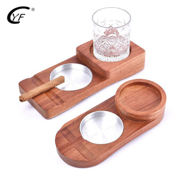 Metal Wood Cigar Ashtray