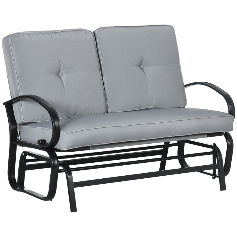 2-Seater Patio Rocker with Tufted Cushions