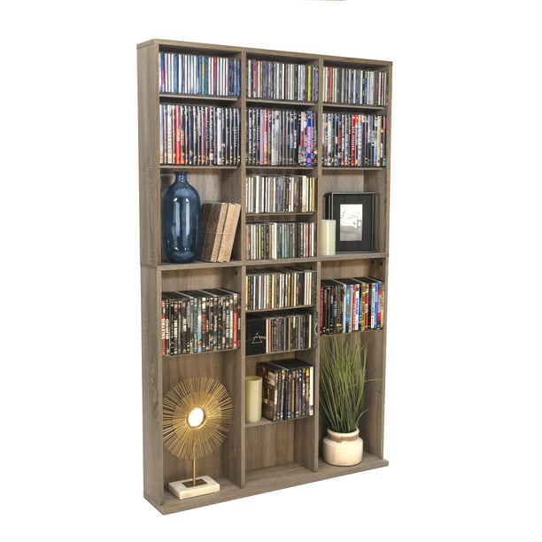 Adjustable 12-Shelf Media Storage Unit