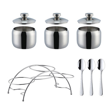 Stainless Steel Gold Condiment Pot Set