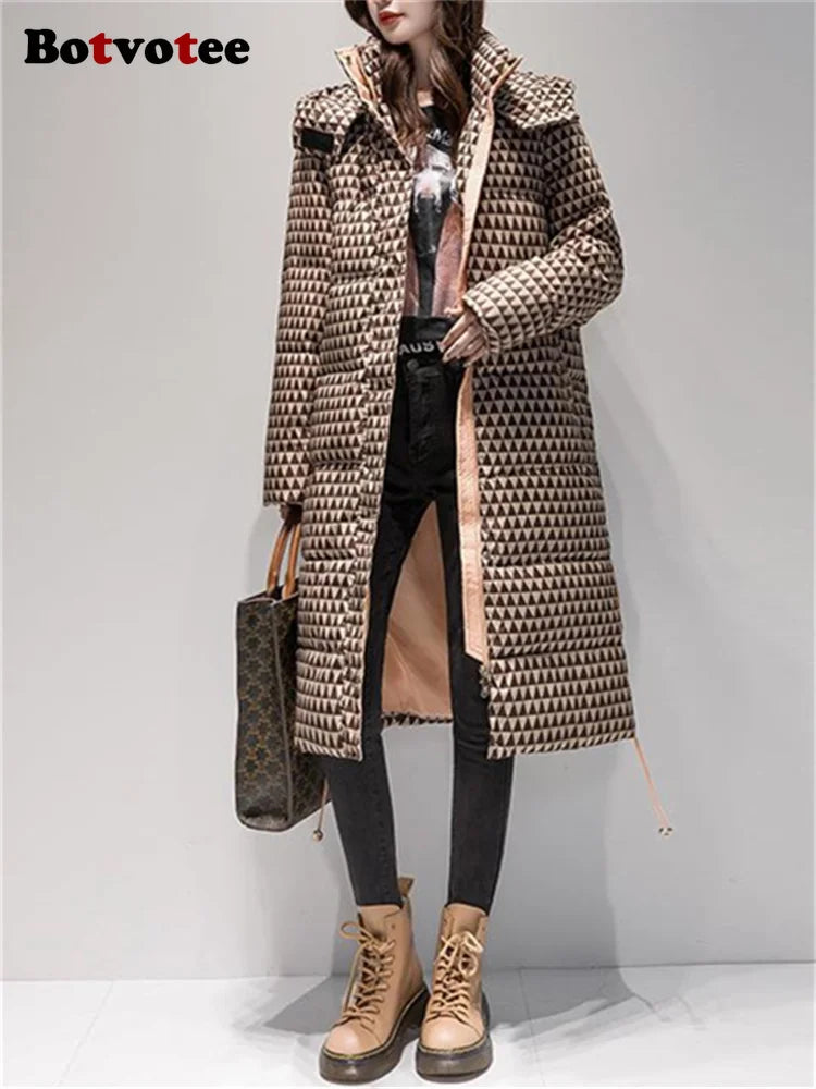 Geometric Ladies Winter Down Coat