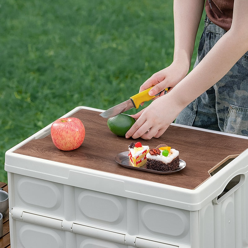 Camping Folding Box With Wooden Lid